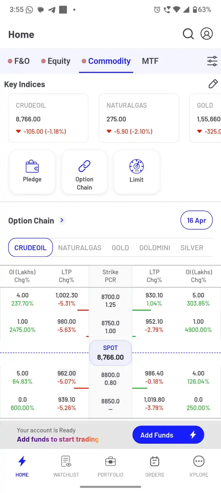 BlinkX Trading Portfolio Screen