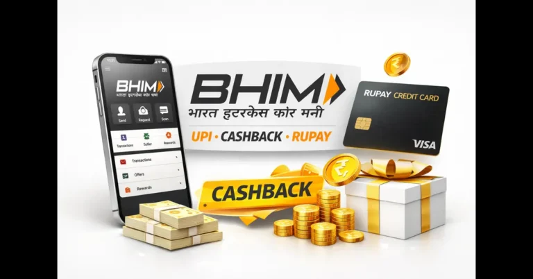 BHIM app review with UPI cashback offers and RuPay credit card benefits