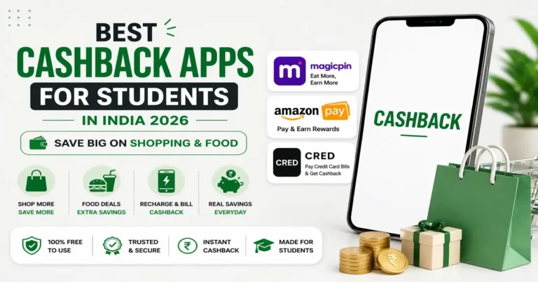 Best cashback apps for students in India 2026 including Magicpin Amazon Pay and Cred with shopping and food savings offers