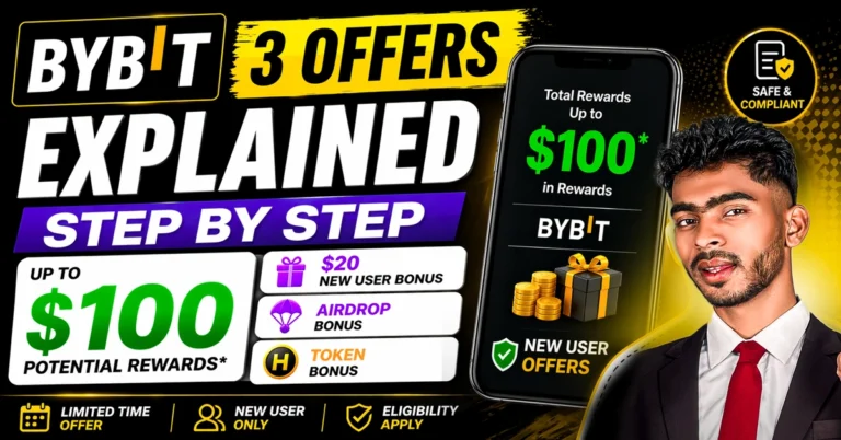 Bybit Refer & Earn Offer 2026 showing $20 signup bonus and airdrop rewards.