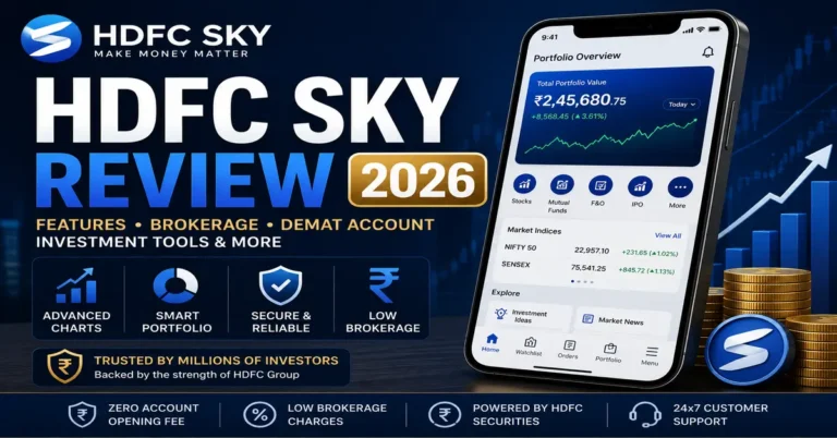 HDFC Sky app review 2026 brokerage charges Demat account and investment tools India